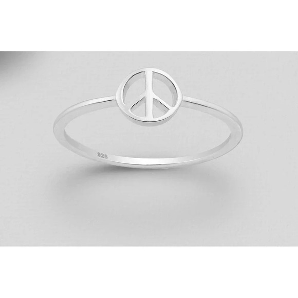 Sterling Silver 925 Peace Sign Ring - Picture 3 of 9